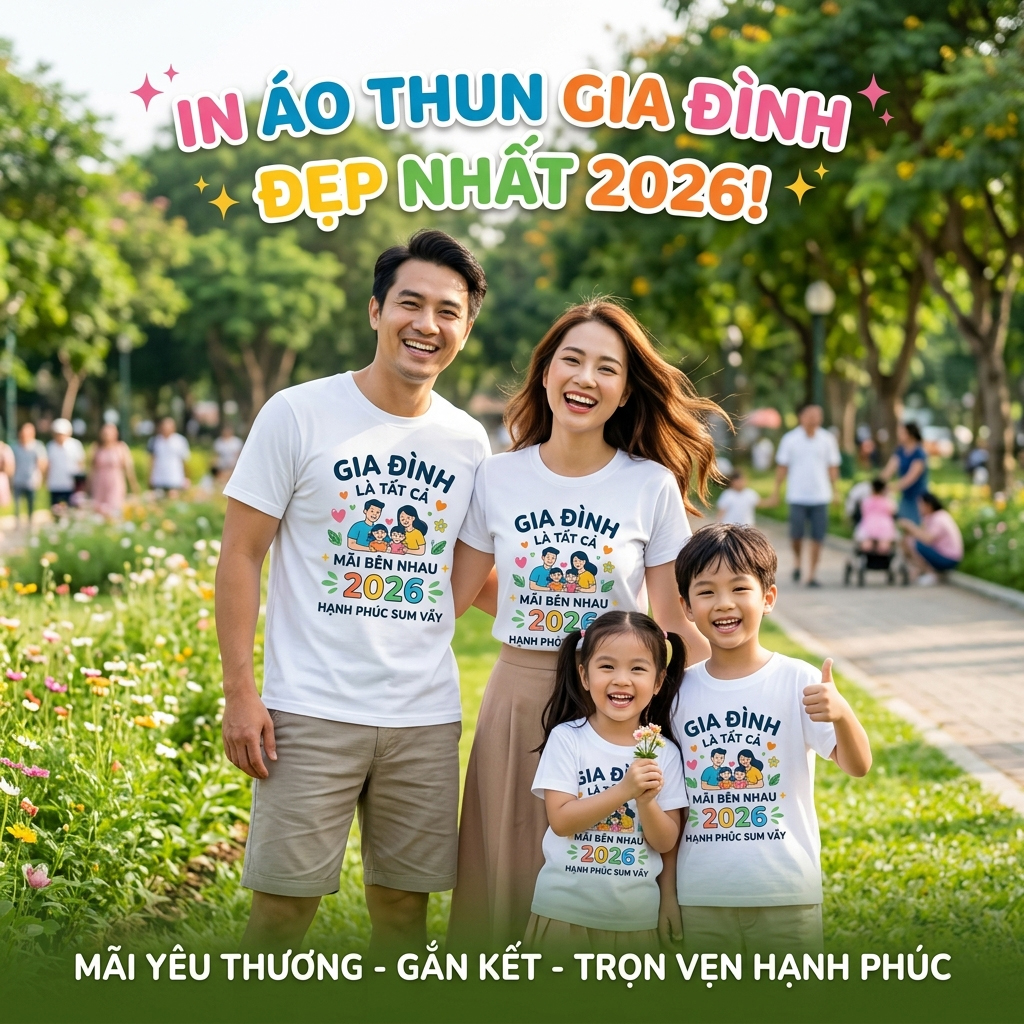 In Áo Thun Gia Đình Đẹp Nhất 2026 – 10 Ý Tưởng Chụp Ảnh Cả Nhà Ngầu Lòi